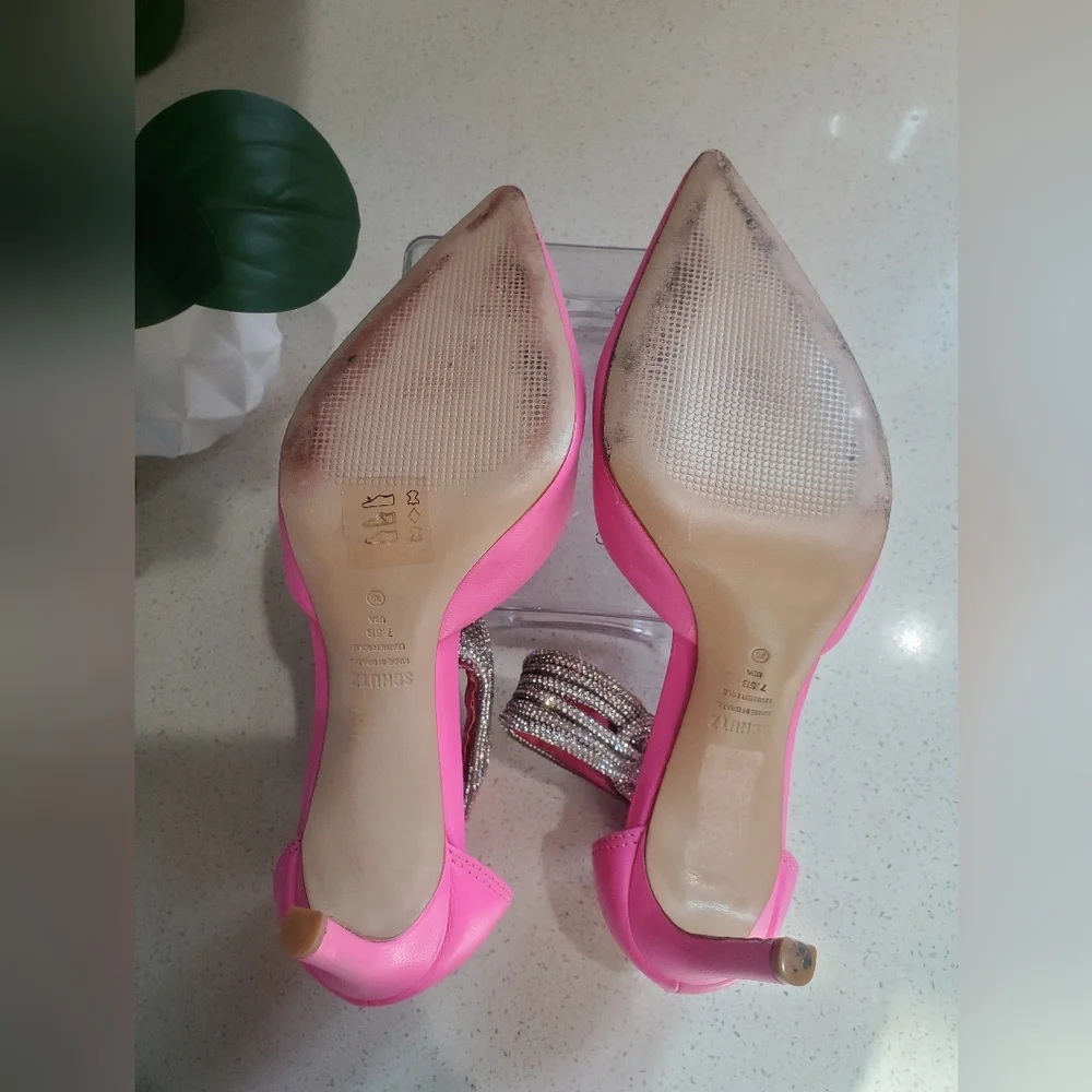Schutz Elegant Pink Ankle Strap Heels Size 7.5 - Picture 8 of 9